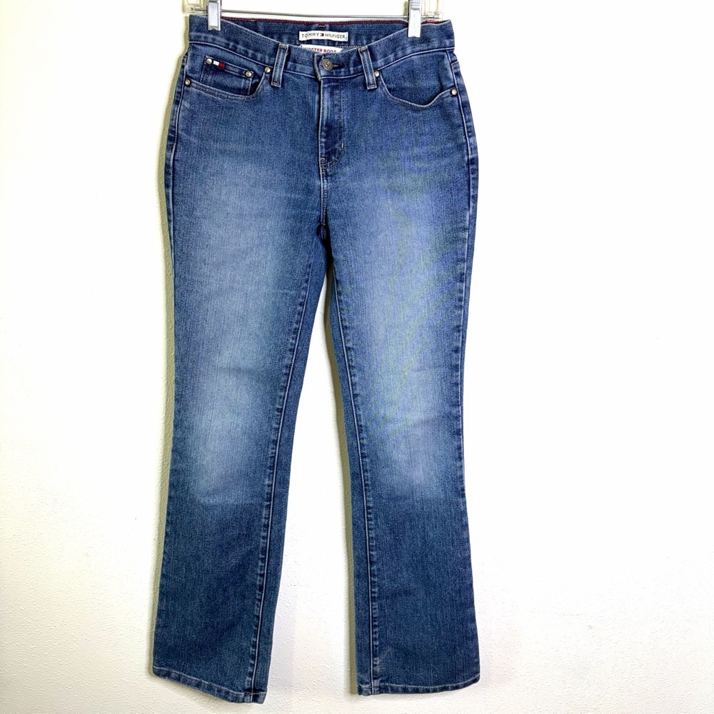 Tommy Hilfiger Hipster Boot cut Medium Blue Jeans sz 4 Y2K vintage low rise